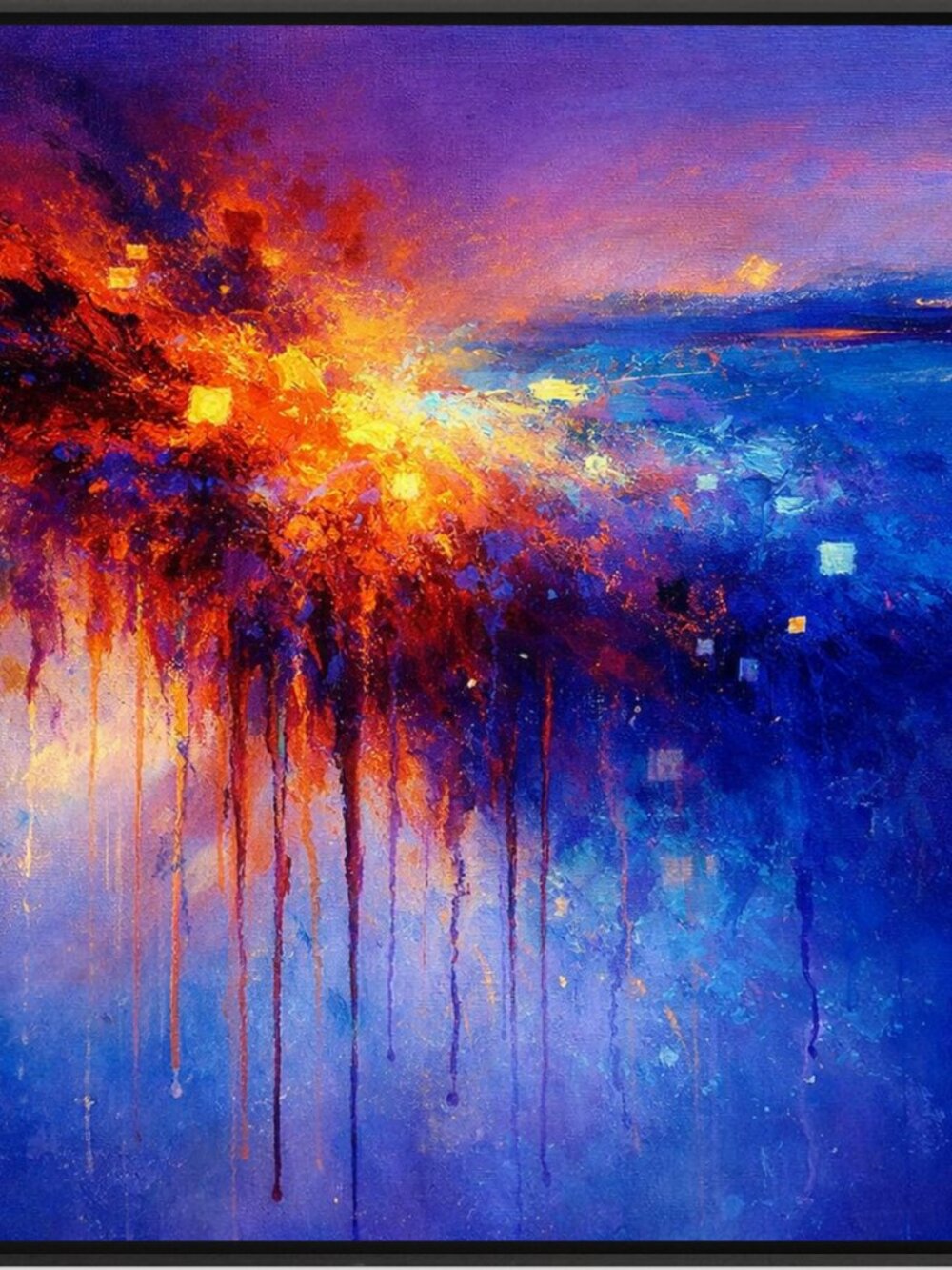 Large Abstract Wall Art Print – Red & Purple Modern Home Decor 36x24